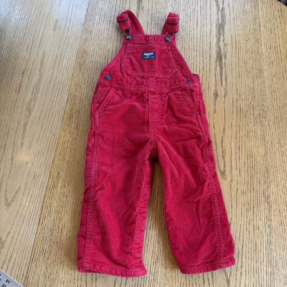 OSHKOSH KIDS 24 MONTH RED CORDUROY OVERALLS UNISEX